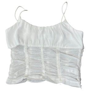 Princess Polly Concordia Cropped Tank Top White Sheer White Size 4